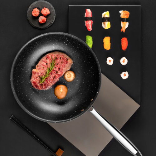 Chảo inox liền khối sâu lòng chống dính vân đá XCOOK XS02 30cm