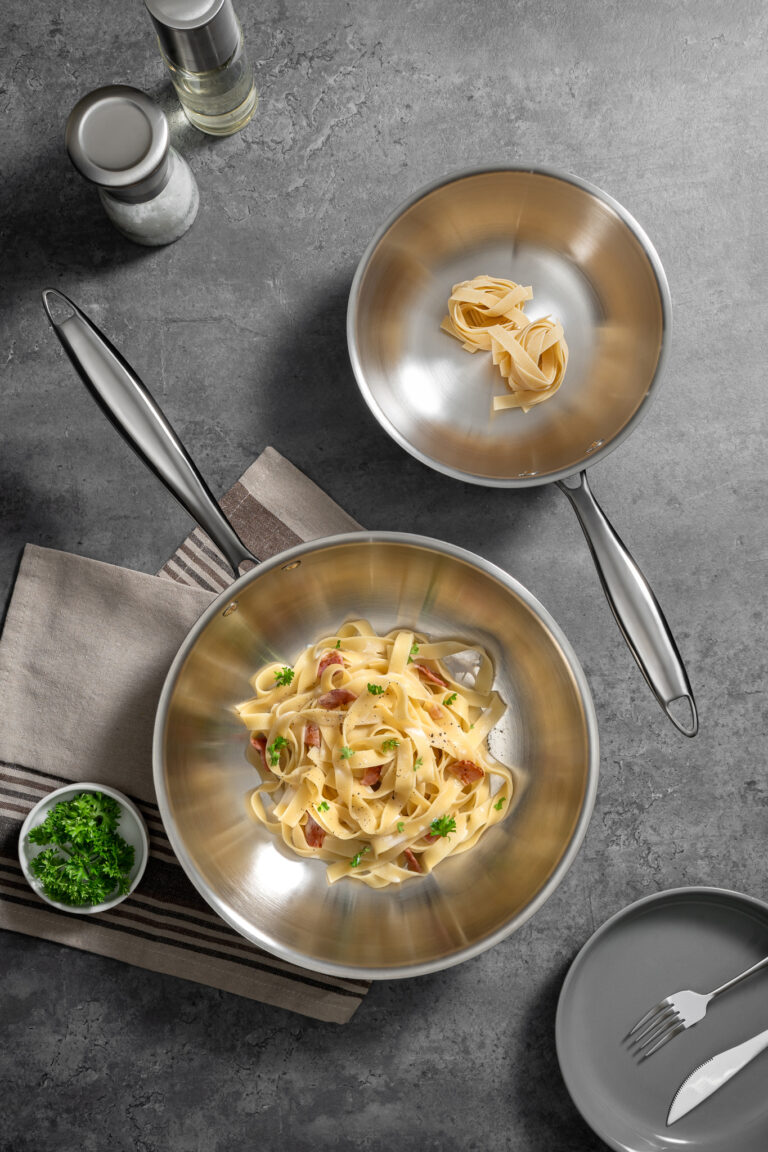 Chảo inox liền khối sâu lòng 12