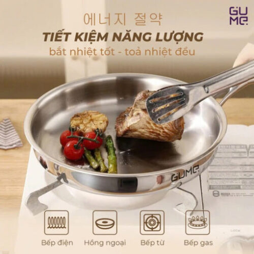 Chảo inox 5 lớp liền khối 28cm Gume GPS-1228