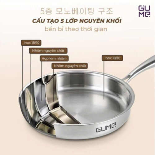 Chảo inox 5 lớp liền khối 28cm Gume GPS-1228