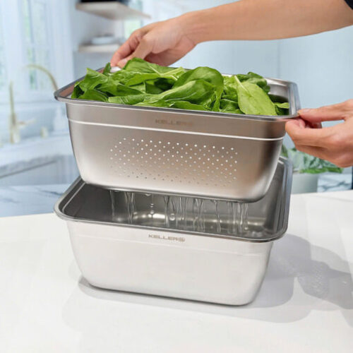 Set rổ chậu inox Keller@ 32cm